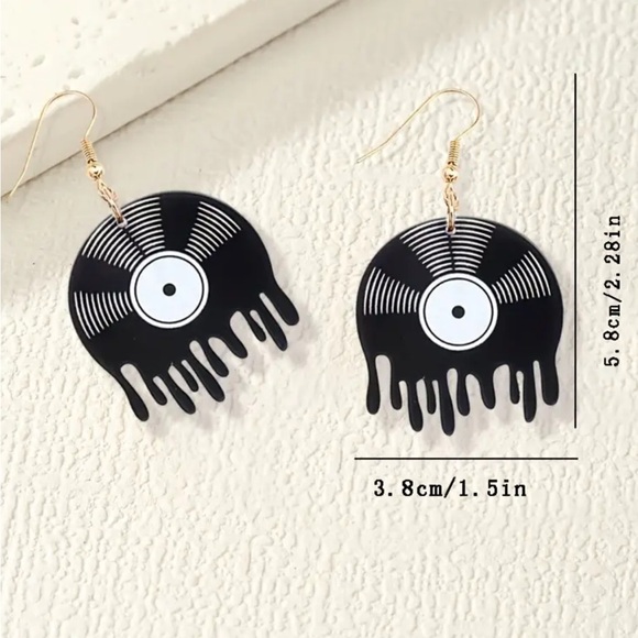 Melting Record Earrings - Picture 2 of 2